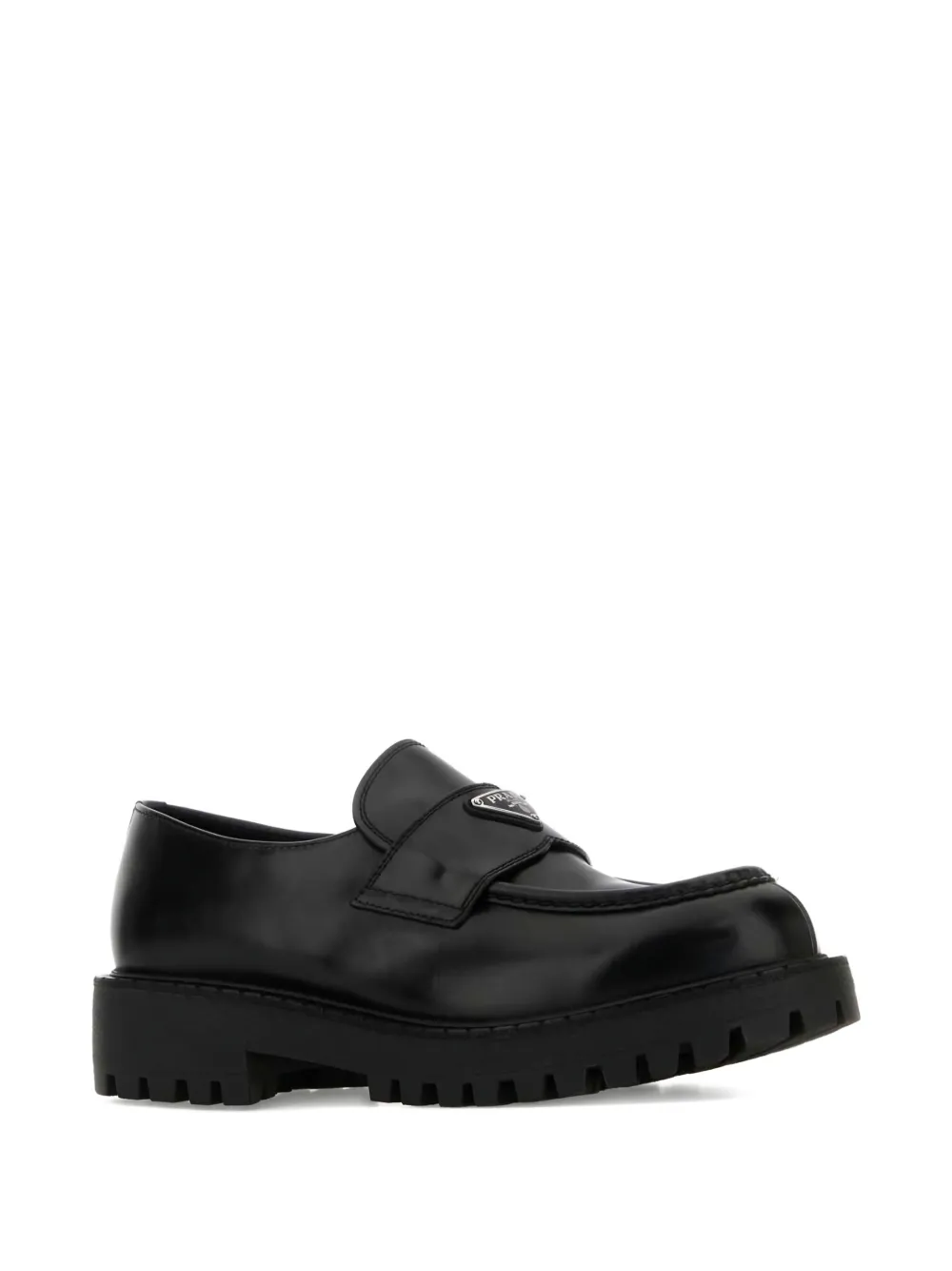 Prada Double Chocolate logo-plaque leather loafers | Image 2