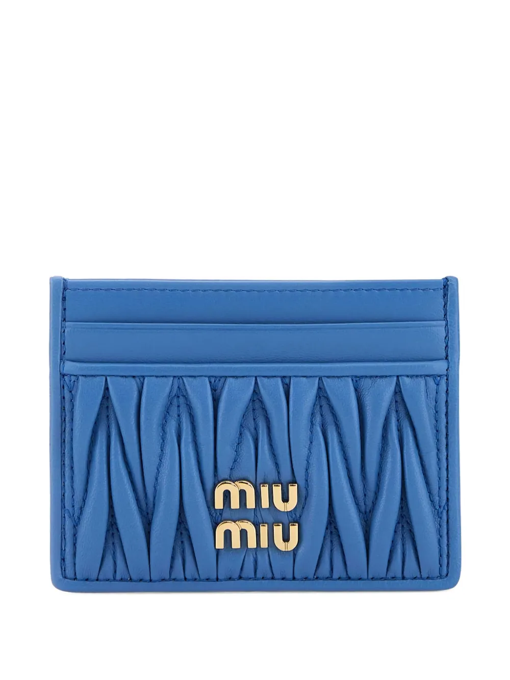 Miu Miu matelassé-motif leather card holder - Blu