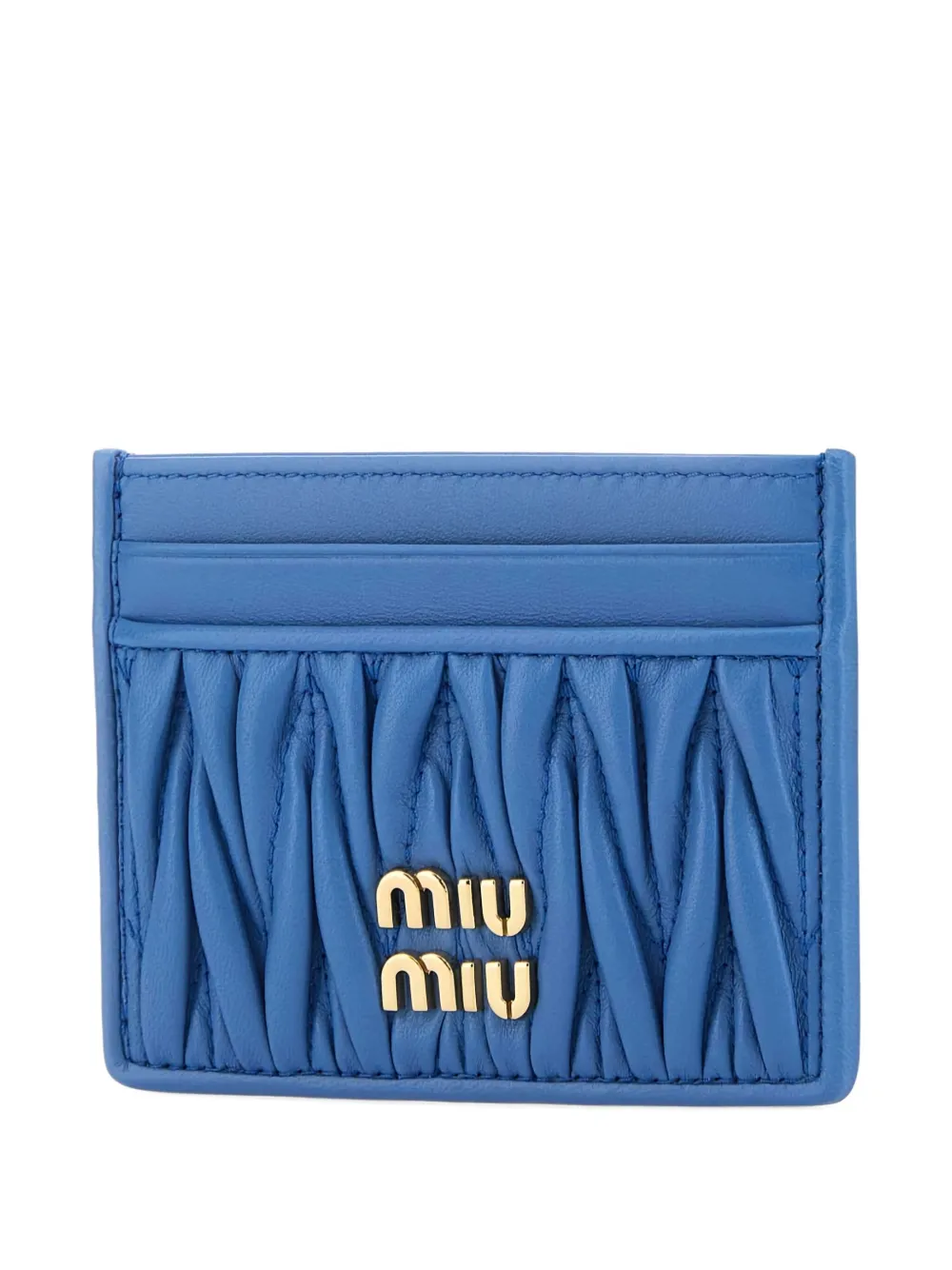 Miu Leren pasjeshouder met matelassé-patroon Blauw