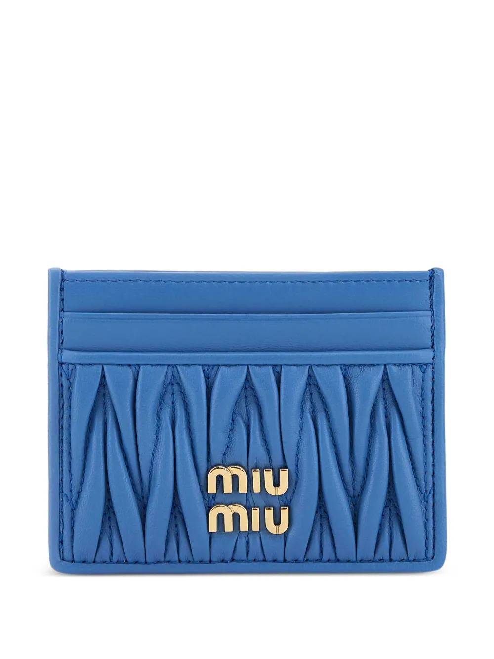 Miu Leren pasjeshouder met matelassé-patroon Blauw