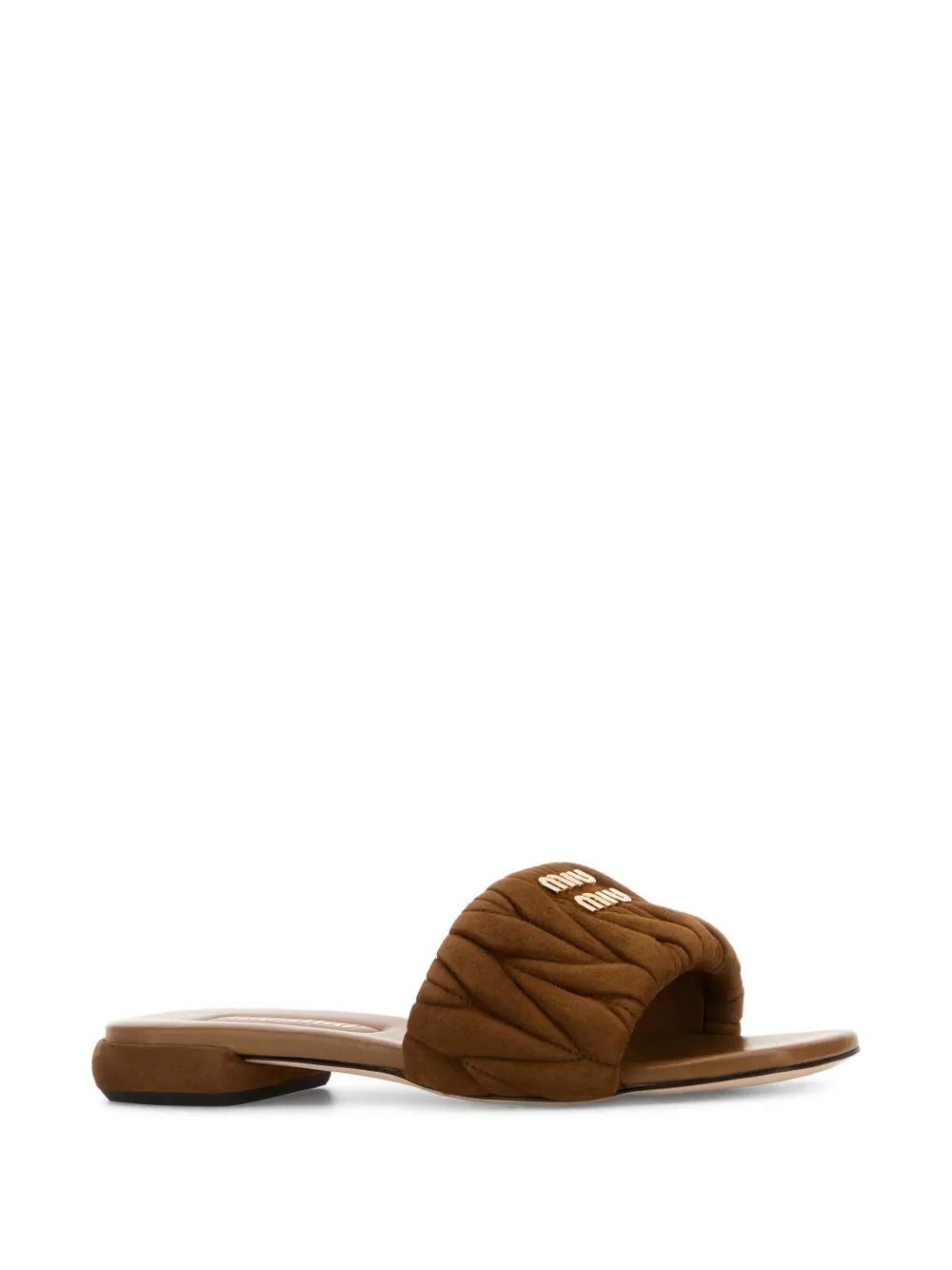 Miu Matelassé suède sandalen Bruin