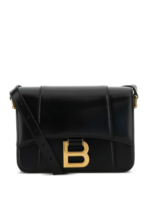 Balenciaga Hourglass Flap Bag Leather Bag Black FARFETCH PH