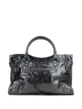 Balenciaga Le City metallic-effect top-handle small tote bag - Grey