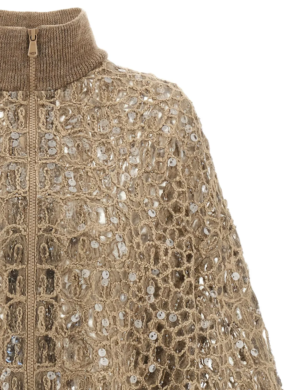Brunello Cucinelli sequin-embellished cardigan Beige