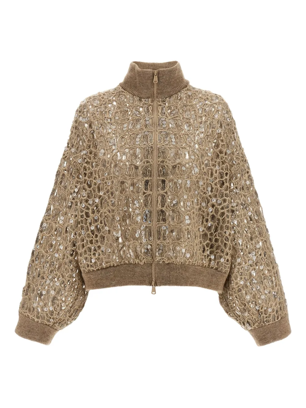Brunello Cucinelli sequin-embellished cardigan Beige