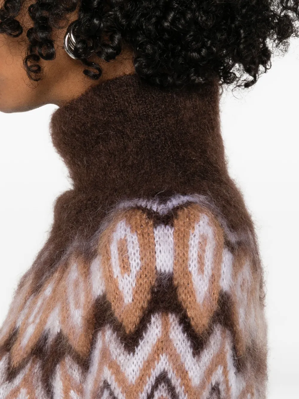 Maje Trui met geometrisch patroon Bruin