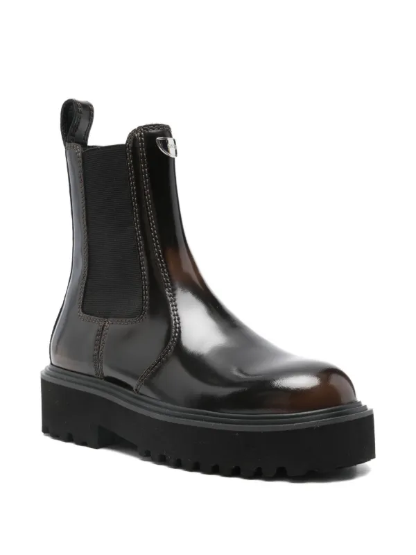 Maje Bottines Chelsea à Fini Verni Marron FARFETCH FR