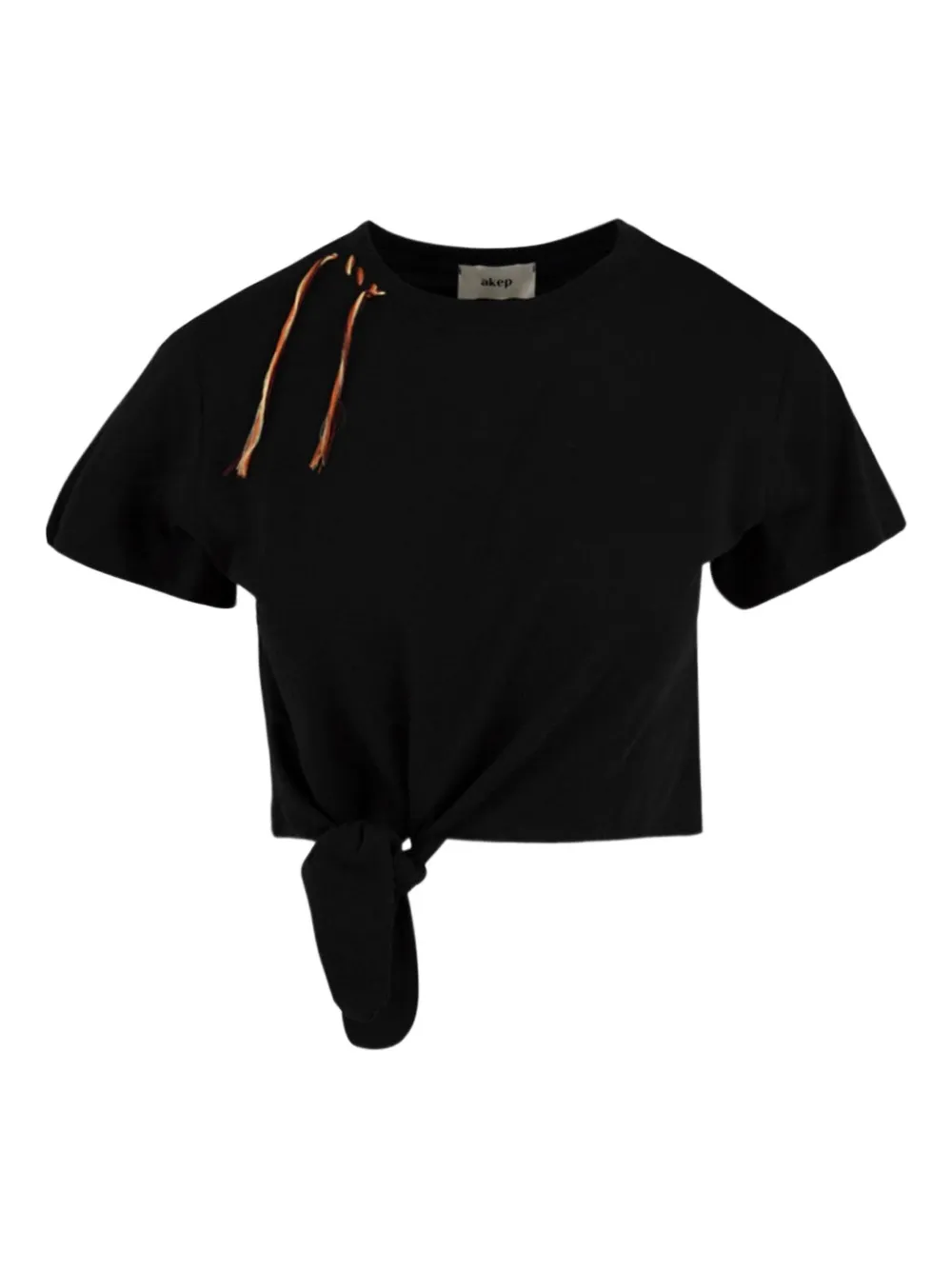 Akep Logo-embroidered Crop T-shirt In Black