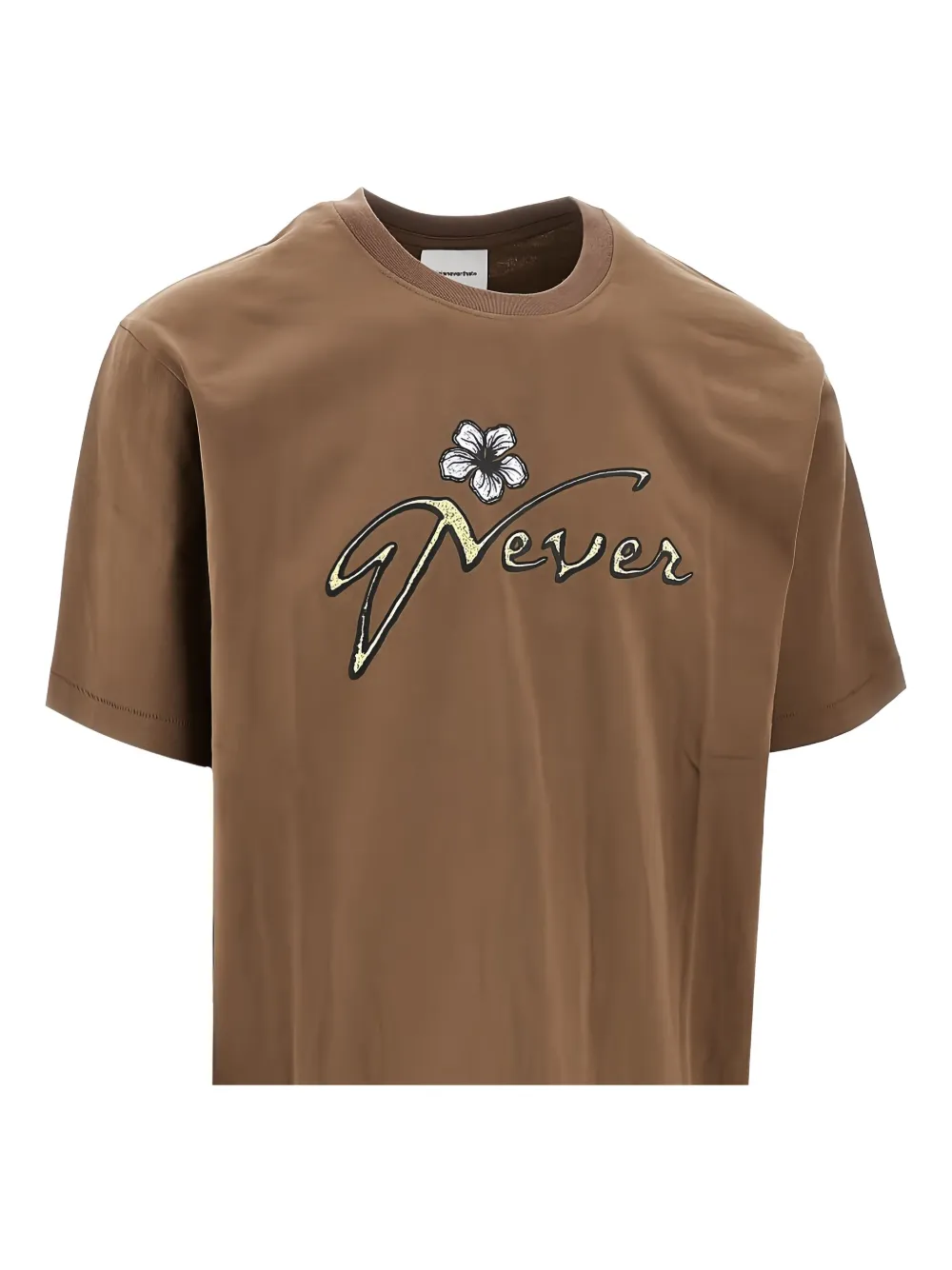 This Is Never That T-shirt verfraaid met bloemen Bruin