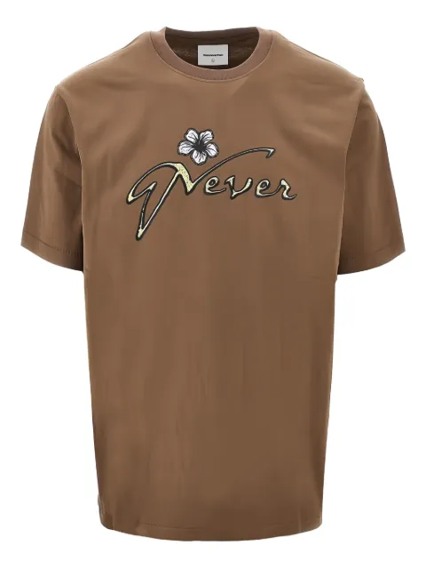 This Is Never That flower-embellished script T-shirt
