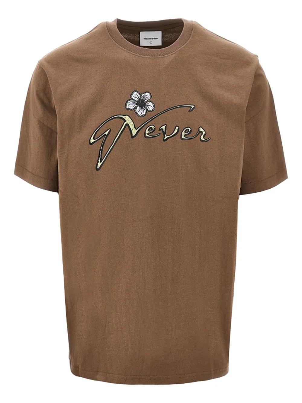 This Is Never That T-shirt verfraaid met bloemen BROWN