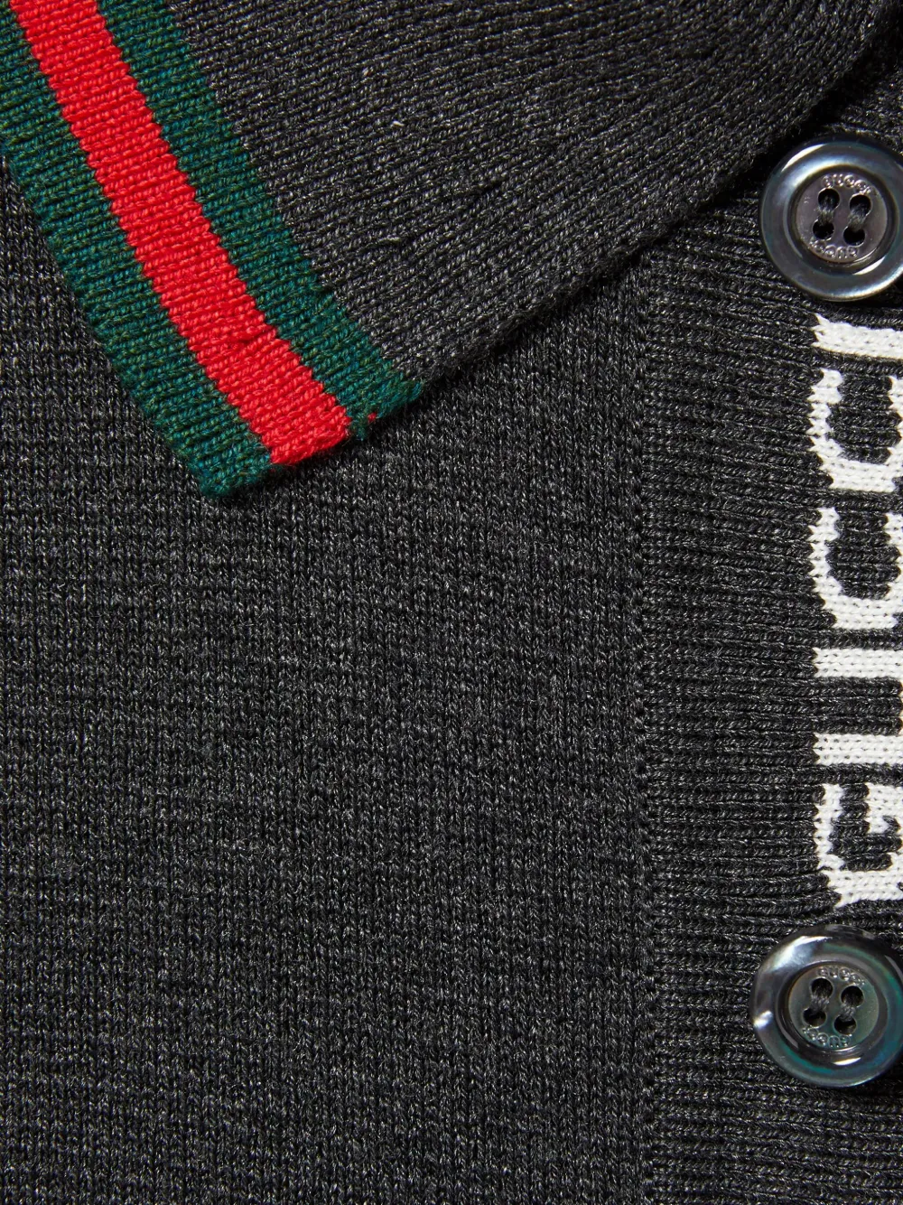 Gucci web-striped polo shirt Grijs