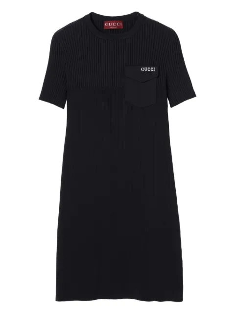 Gucci ribbed intarsia pocket midi dress