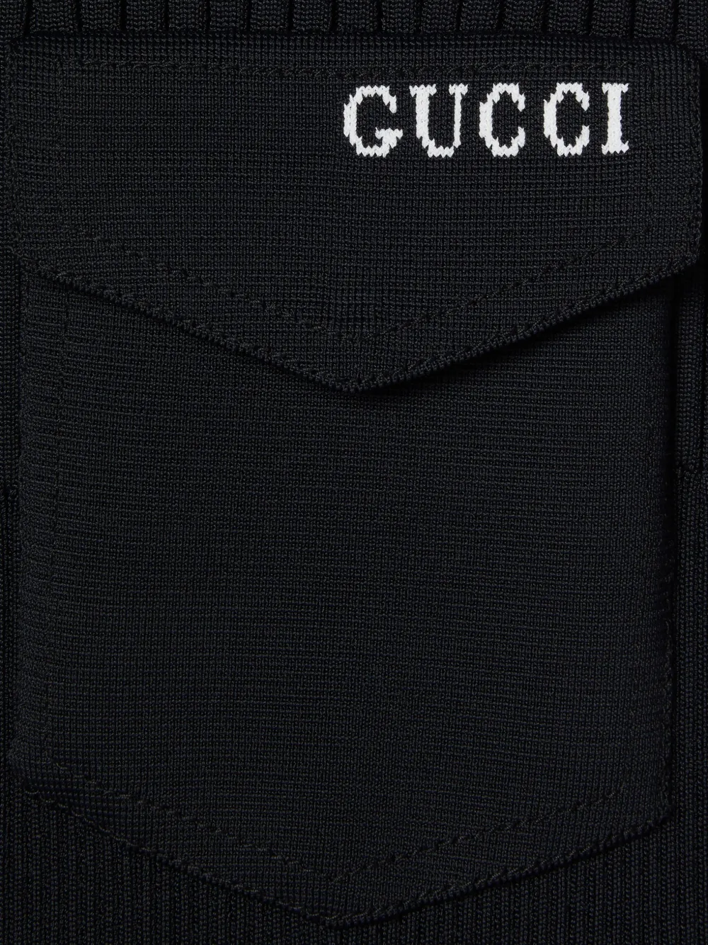Gucci ribbed intarsia pocket midi dress Zwart