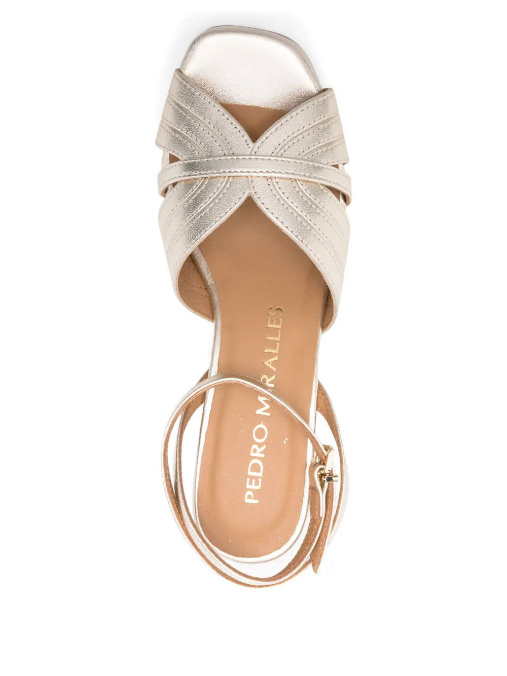 Pedro Miralles 80mm crossover platform sandals Gold