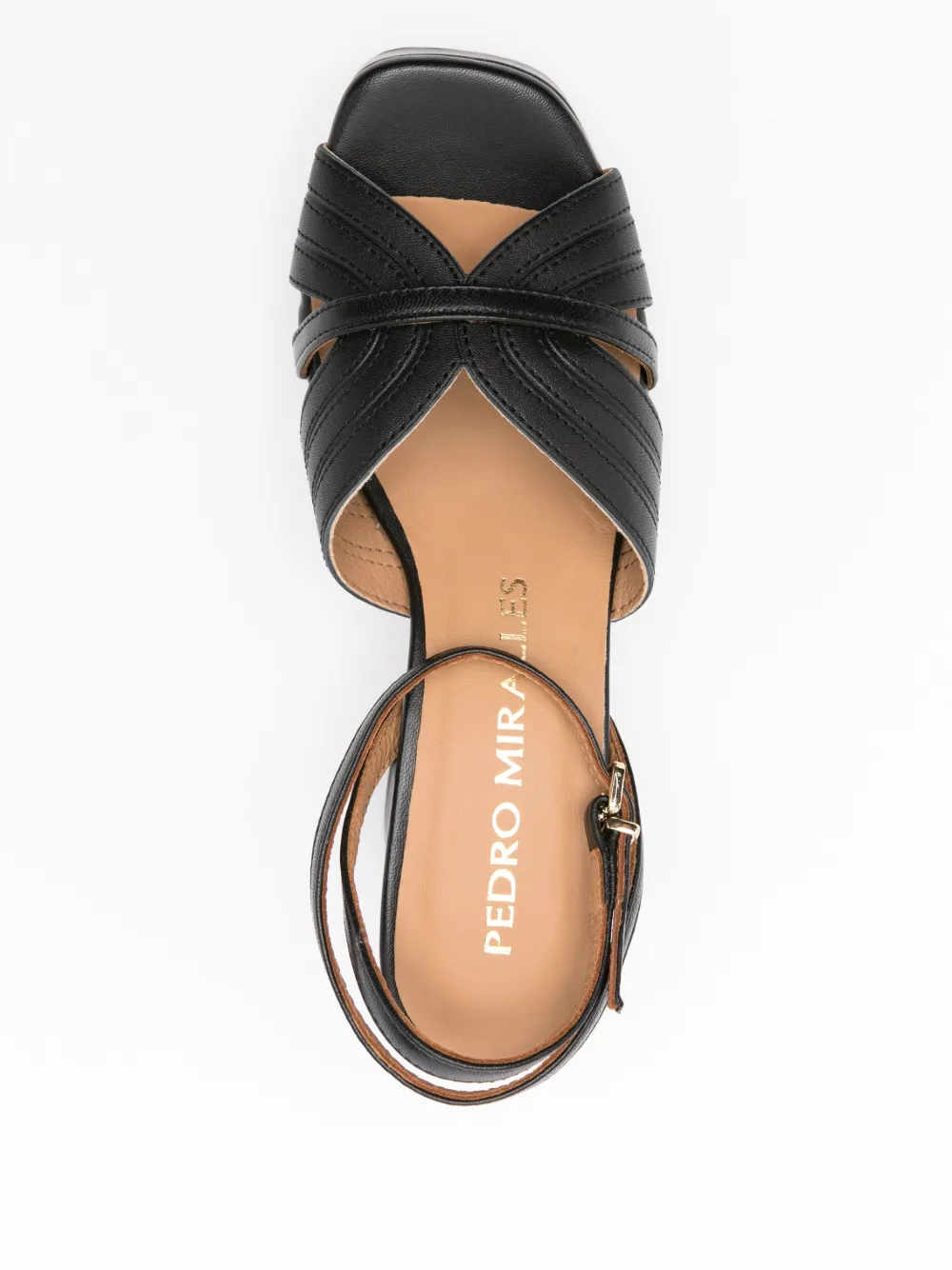 Pedro Miralles 80mm crossover platform sandals Black