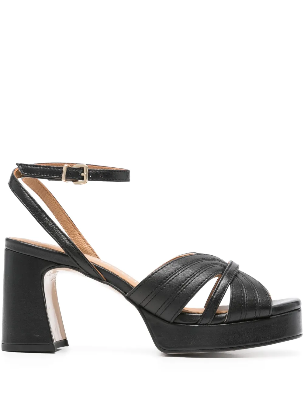 Pedro Miralles 80mm crossover platform sandals Black