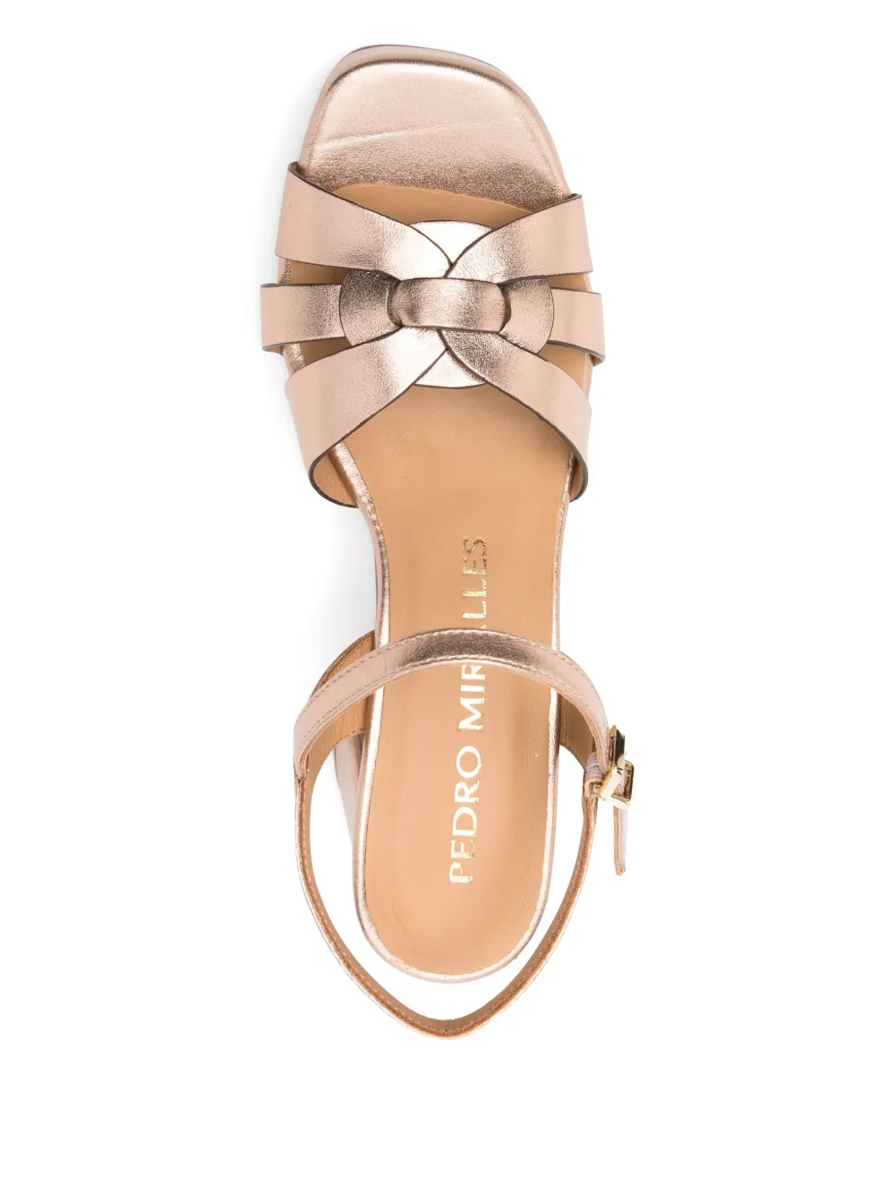 Pedro Miralles 80mm crossover platform sandals Brown