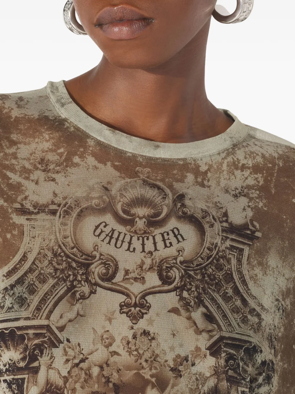 Jean Paul Gaultier Medallion-print Long-sleeved T-shirt In Neutral