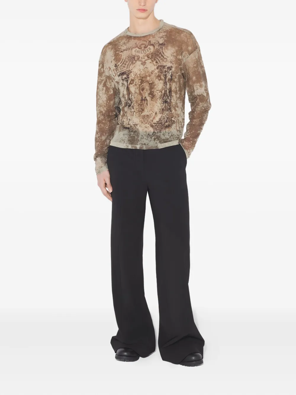 Jean Paul Gaultier Medallion-print Long-sleeved T-shirt In Neutral