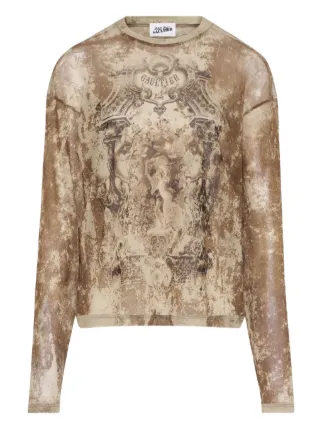 Jean Paul Gaultier medallion-print long-sleeved T-shirt | Neutrals