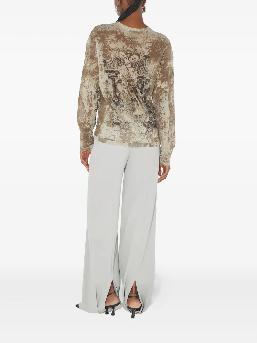 Jean Paul Gaultier Medallion-print Long-sleeved T-shirt In Neutral