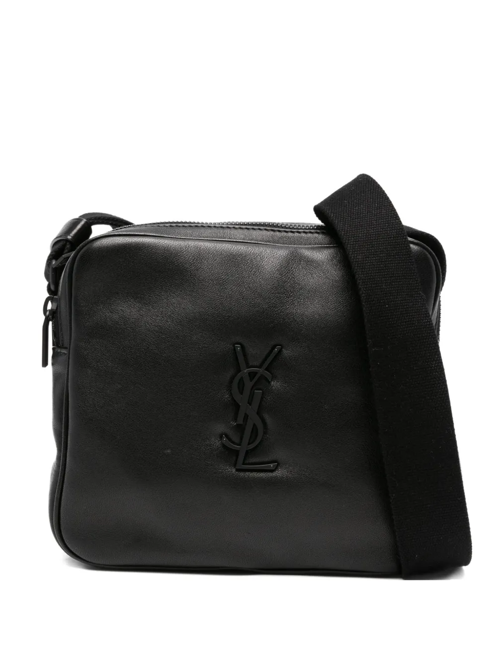 Saint Laurent Schoudertas met logoplakkaat Zwart
