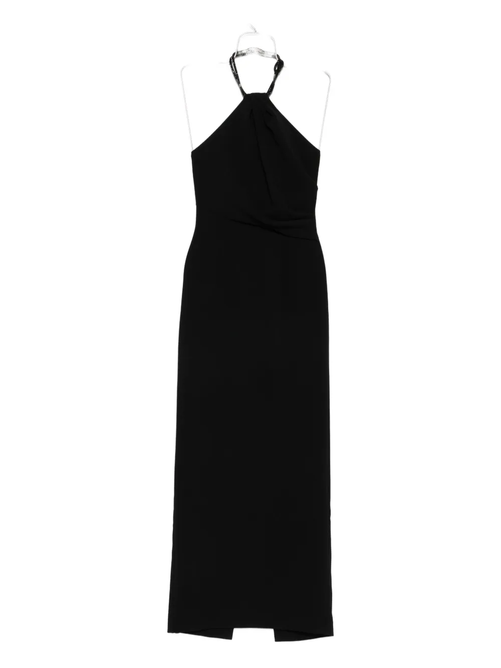 Solace London Riva gedrapeerde maxi-jurk met halternek Zwart