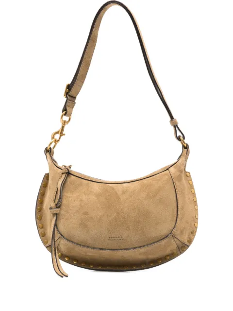 ISABEL MARANT Oskan curved suede studded shoulder bag