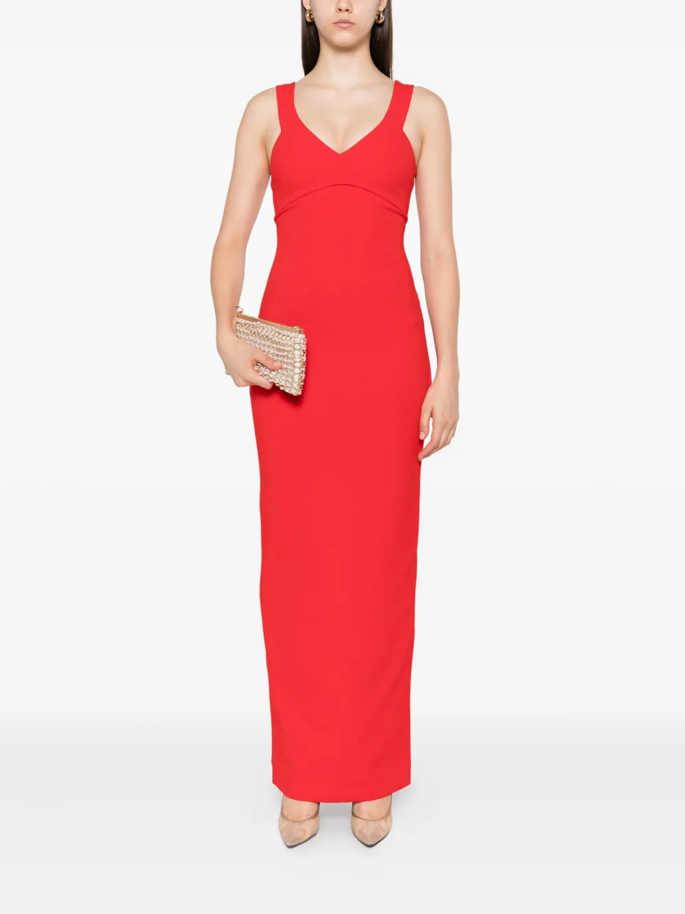 Solace London Nalani maxi-jurk met V-hals Rood