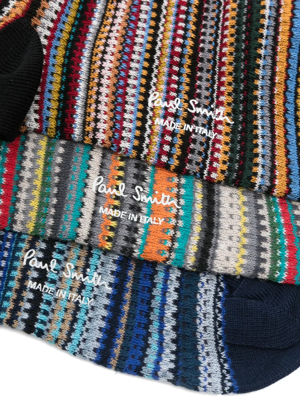Paul Smith Drie paar gestreepte sokken Zwart
