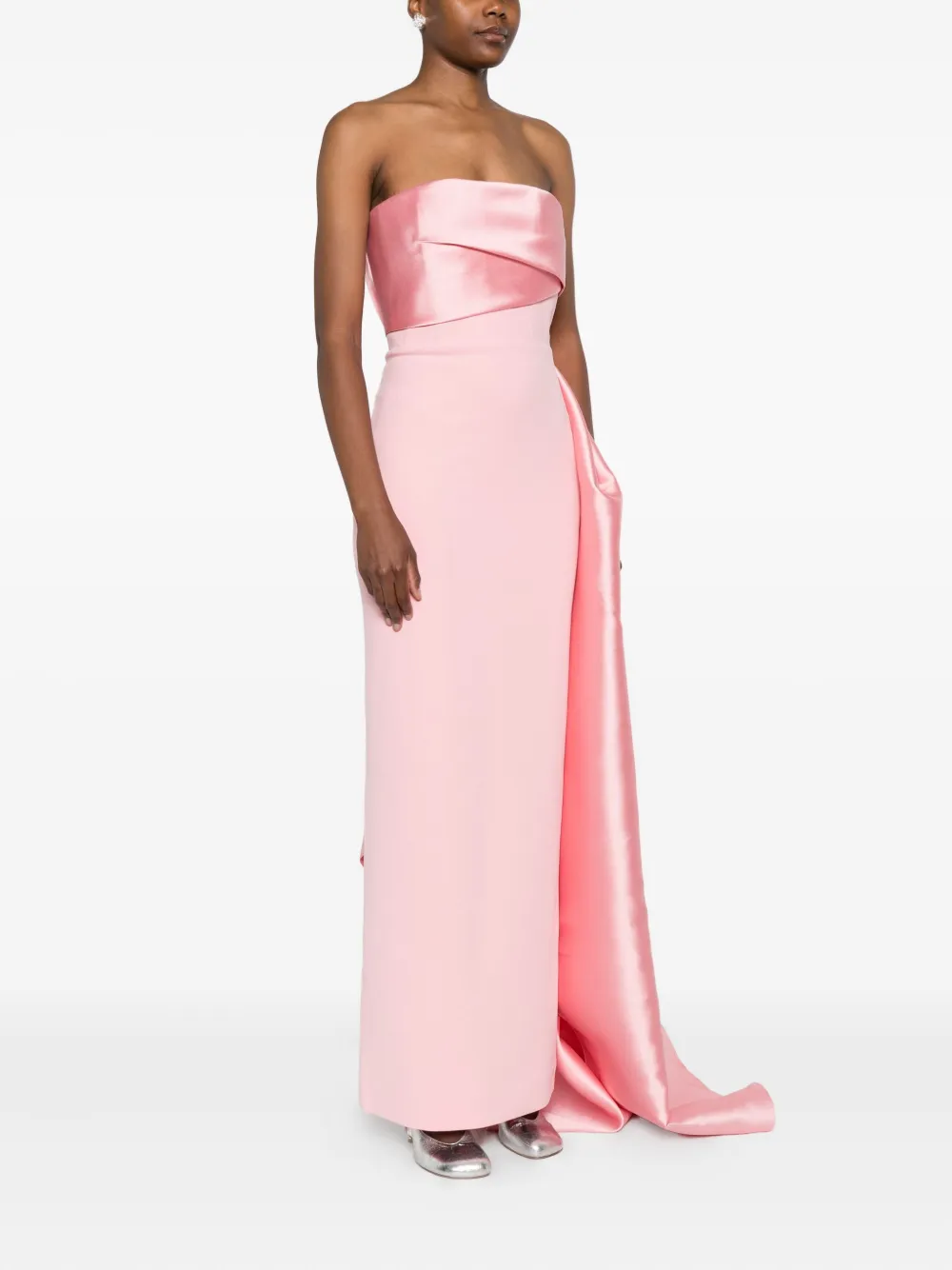 Solace London Kinsley gedrapeerde satijnen avondjurk Roze