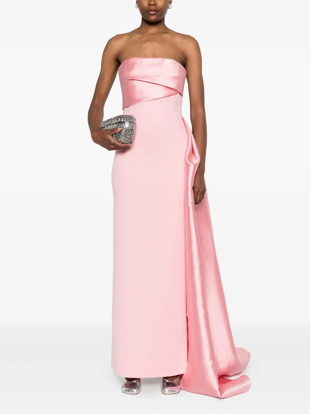 Solace London Kinsley gedrapeerde satijnen avondjurk Roze