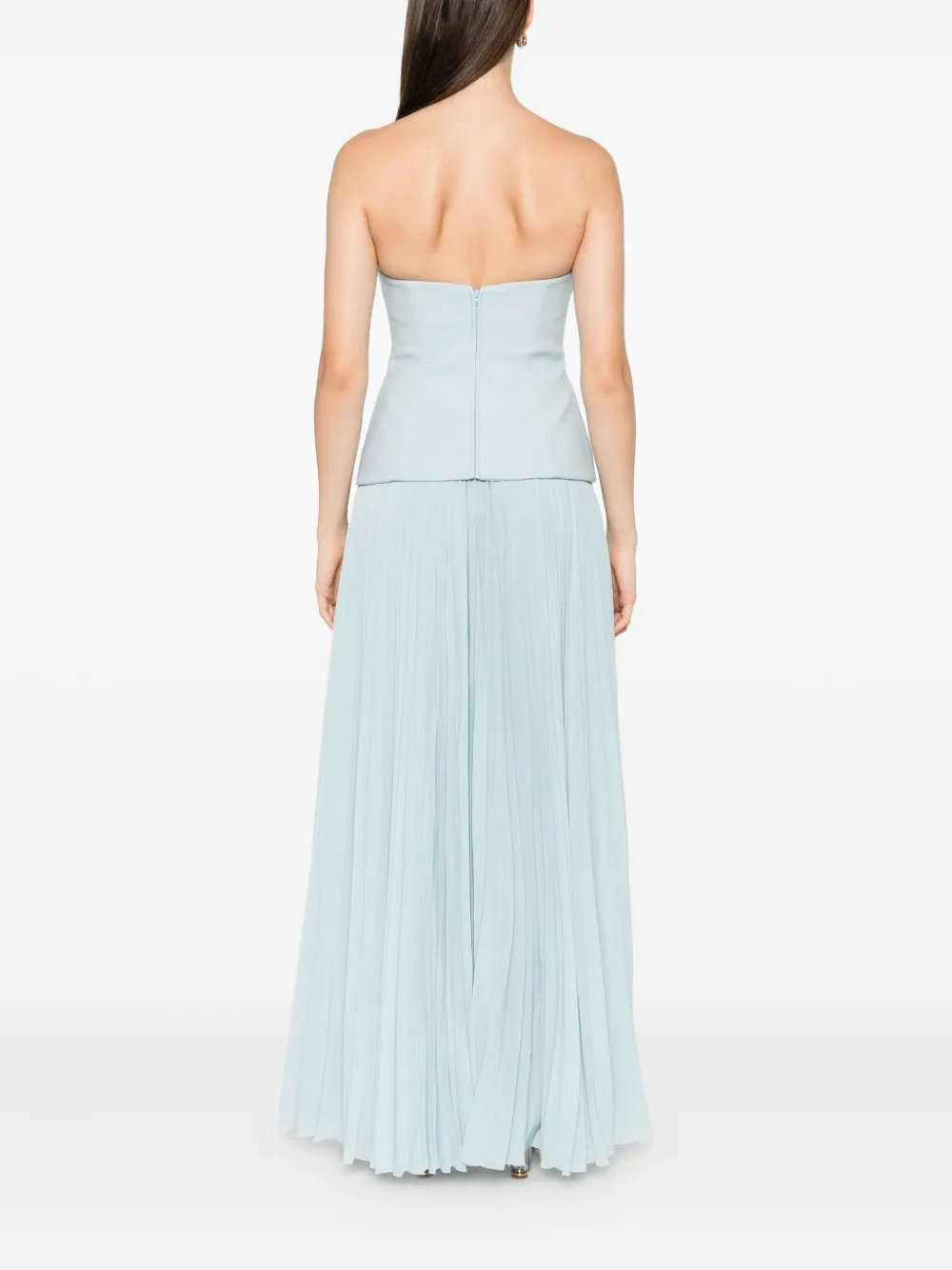 Solace London Britt geplooide strapless jurk Blauw