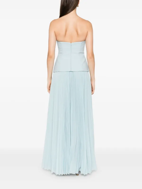 Solace London Britt Strapless Pleated Dress | Blue | FARFETCH