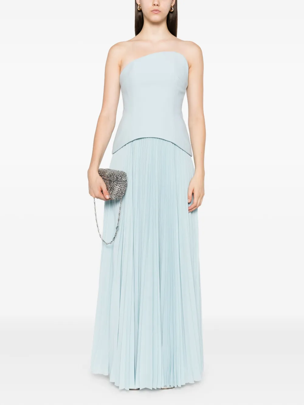Solace London Britt geplooide strapless jurk Blauw
