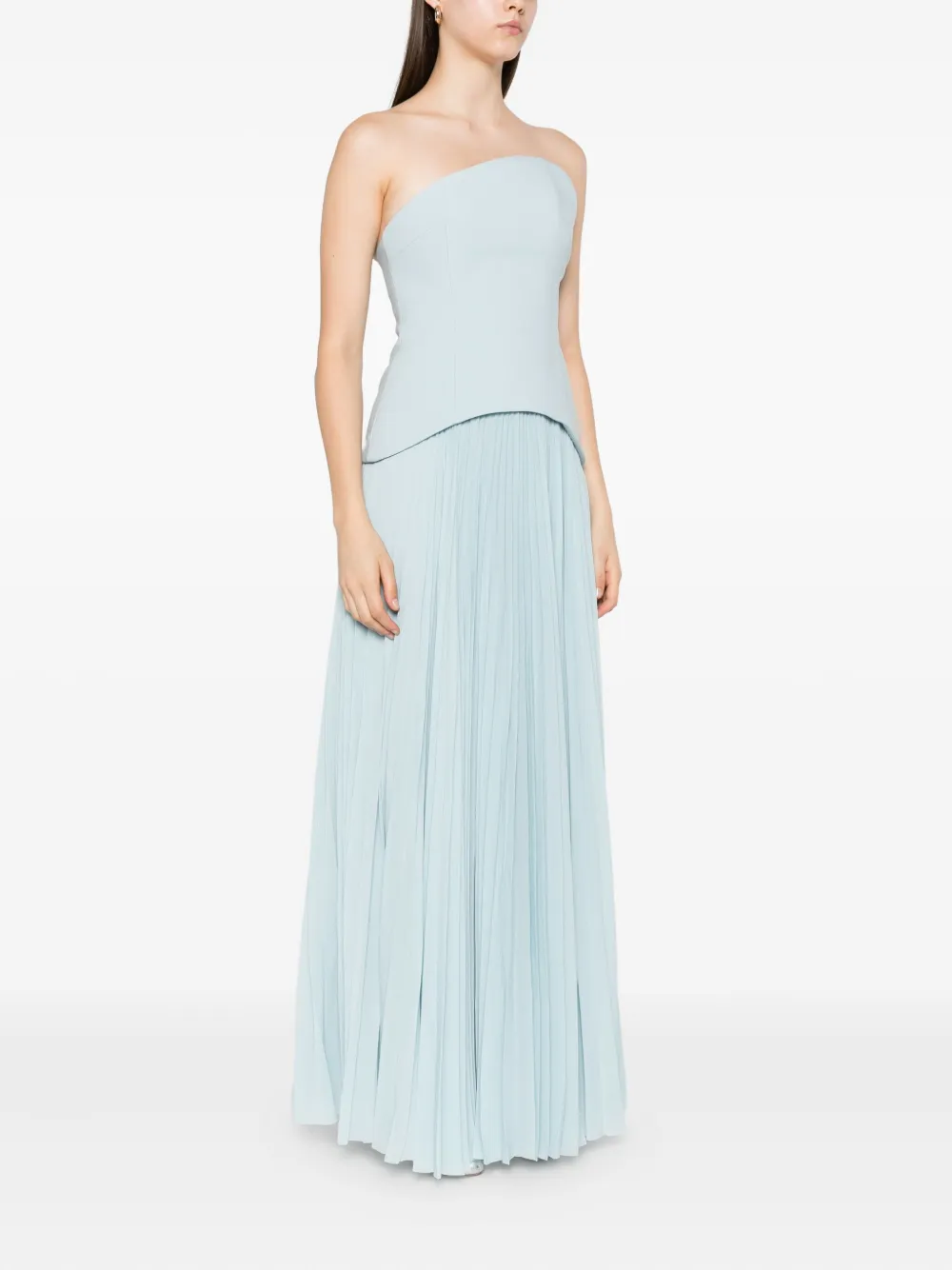 Solace London Britt geplooide strapless jurk Blauw