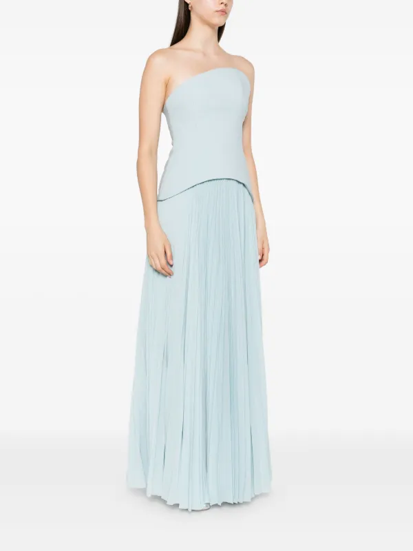 Solace London Britt Strapless Pleated Dress | Blue | FARFETCH