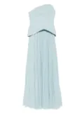 Solace London Britt strapless pleated dress - Blue