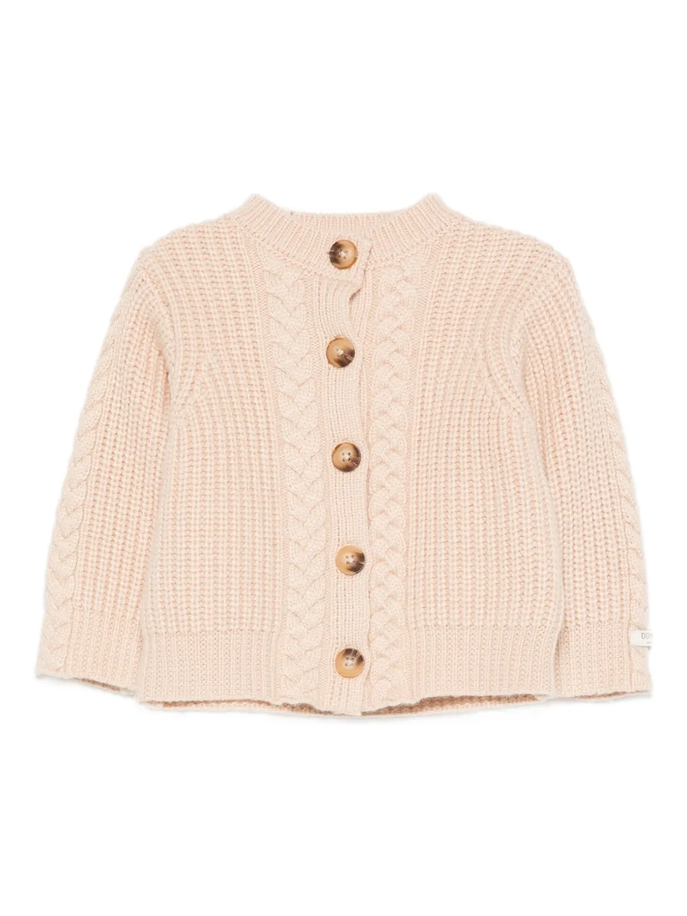 Donsje Kabelgebreid vest met knoop Beige