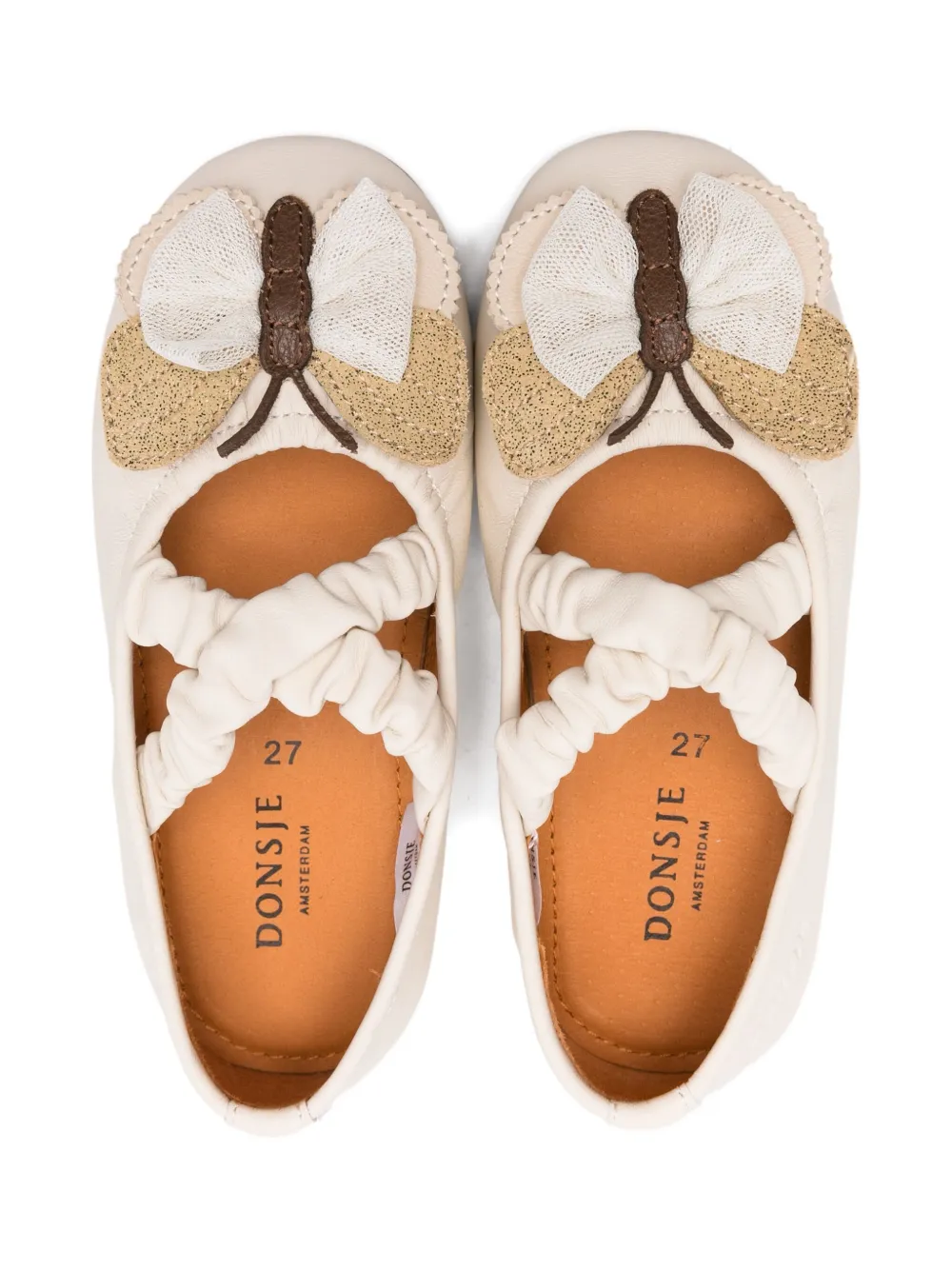 Donsje Mileni butterfly-embellished ballerina shoes Beige