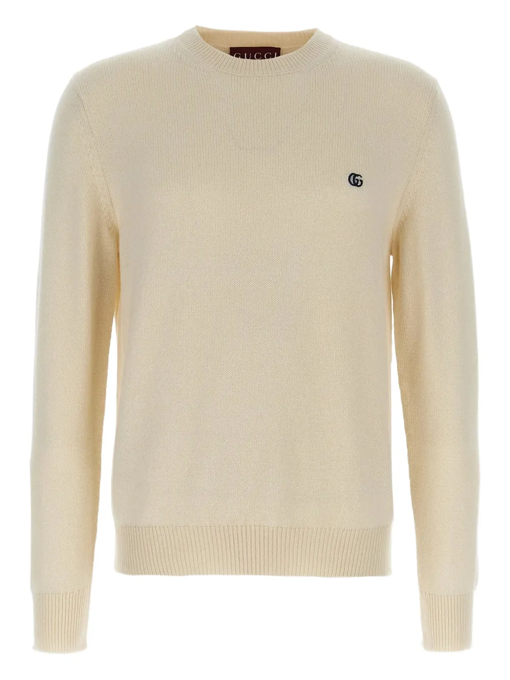 Gucci logo-embroidered wool sweater Beige