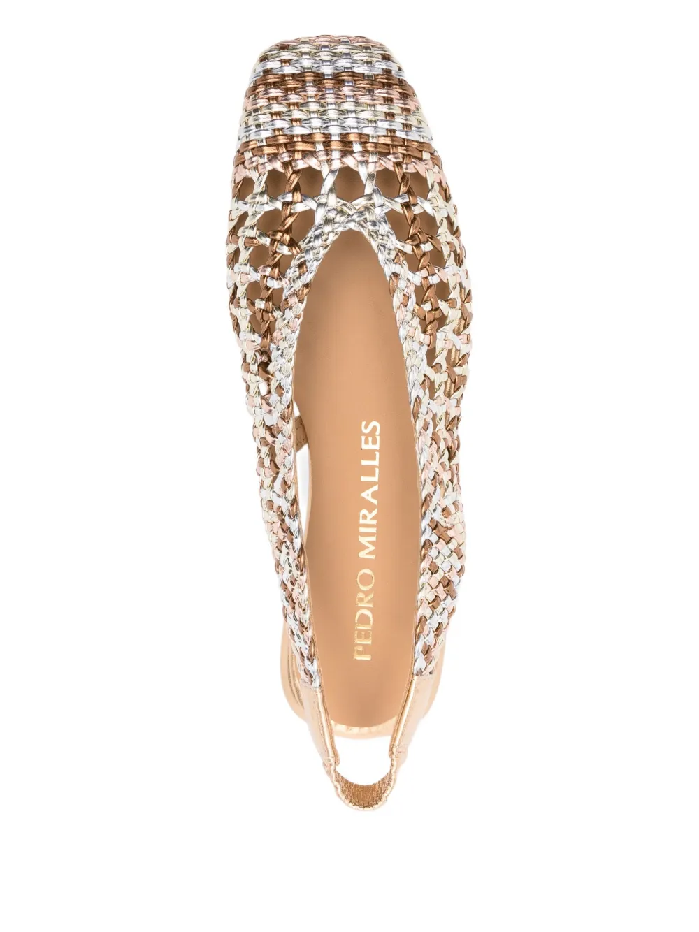 Pedro Miralles woven slingback flats Silver