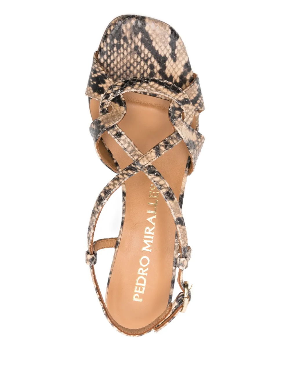 Pedro Miralles 60mm snakeskin-effect crisscross sandals Neutrals