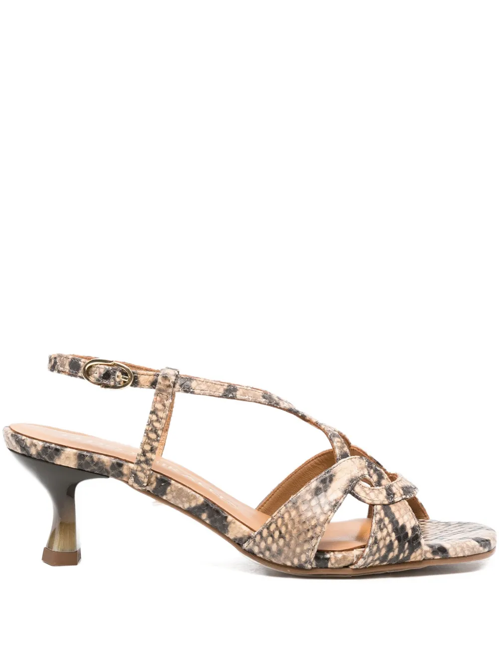 Pedro Miralles 60mm snakeskin-effect crisscross sandals Neutrals