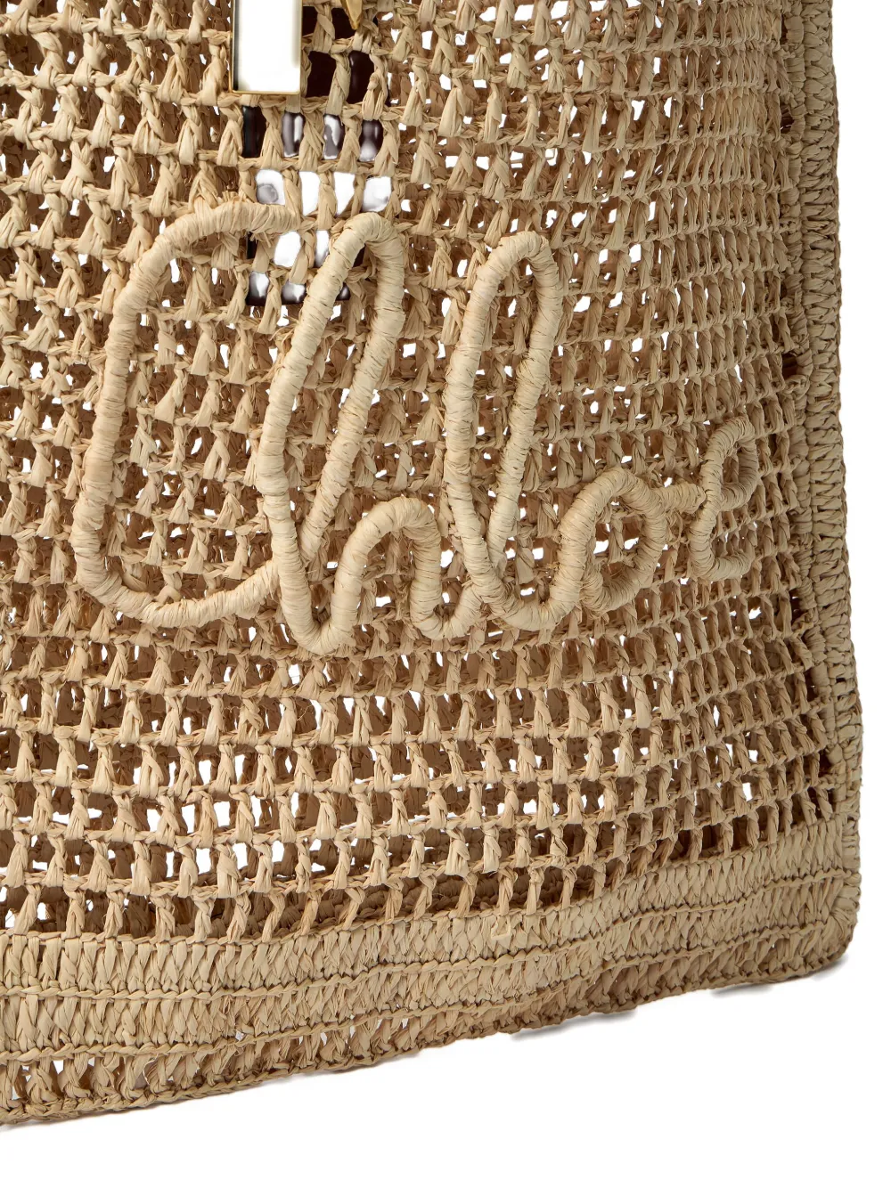 Chloé Summer Banana logo-detail raffia tote bag Beige