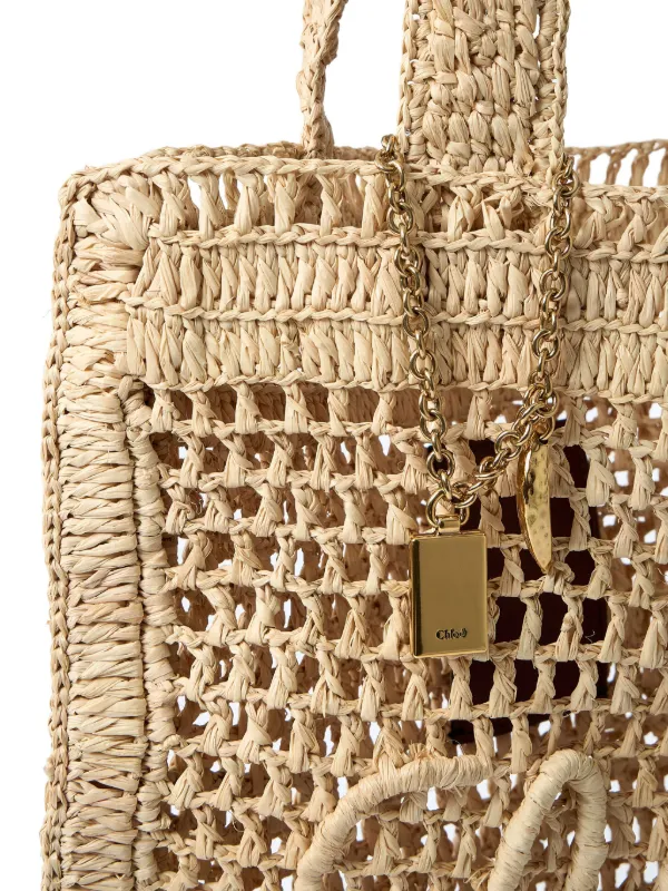 Chloé Summer Banana logo-detail Raffia Tote Bag | Neutrals