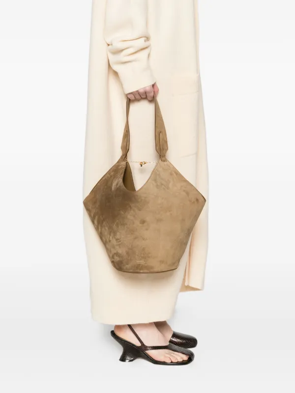 KHAITE Lotus スエード ショルダーバッグ S | ブラウン | FARFETCH JP