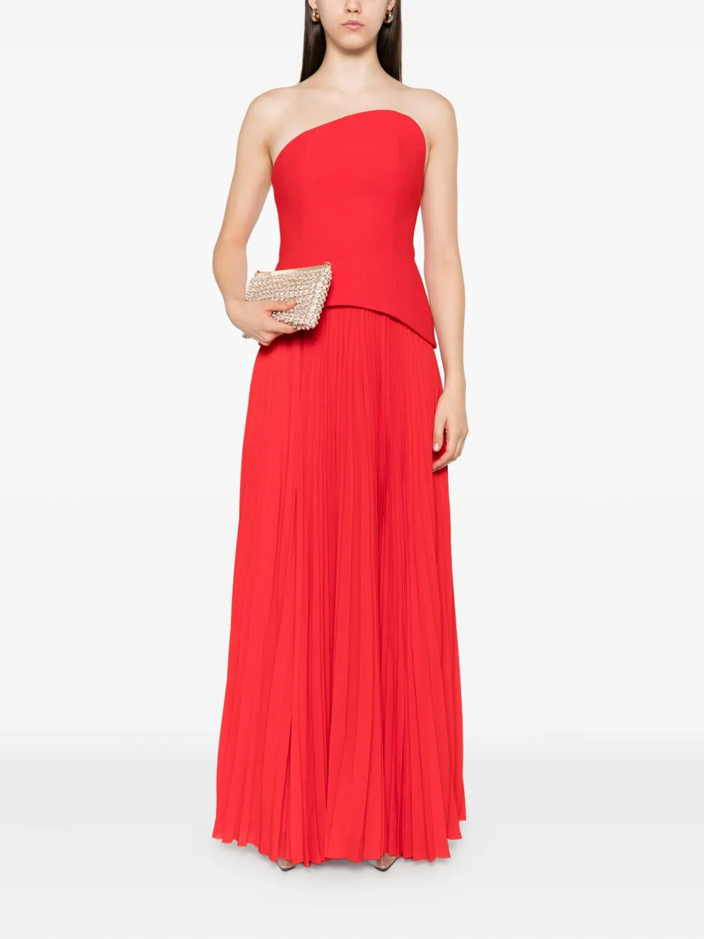 Solace London Britt geplooide strapless jurk Rood