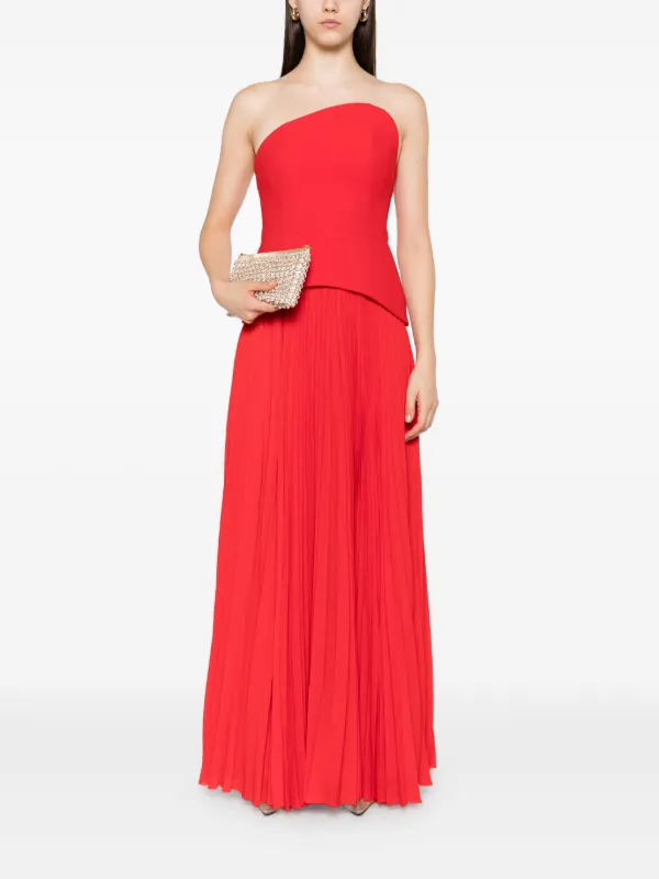 Solace London Britt Strapless Pleated Dress | Red | FARFETCH IN